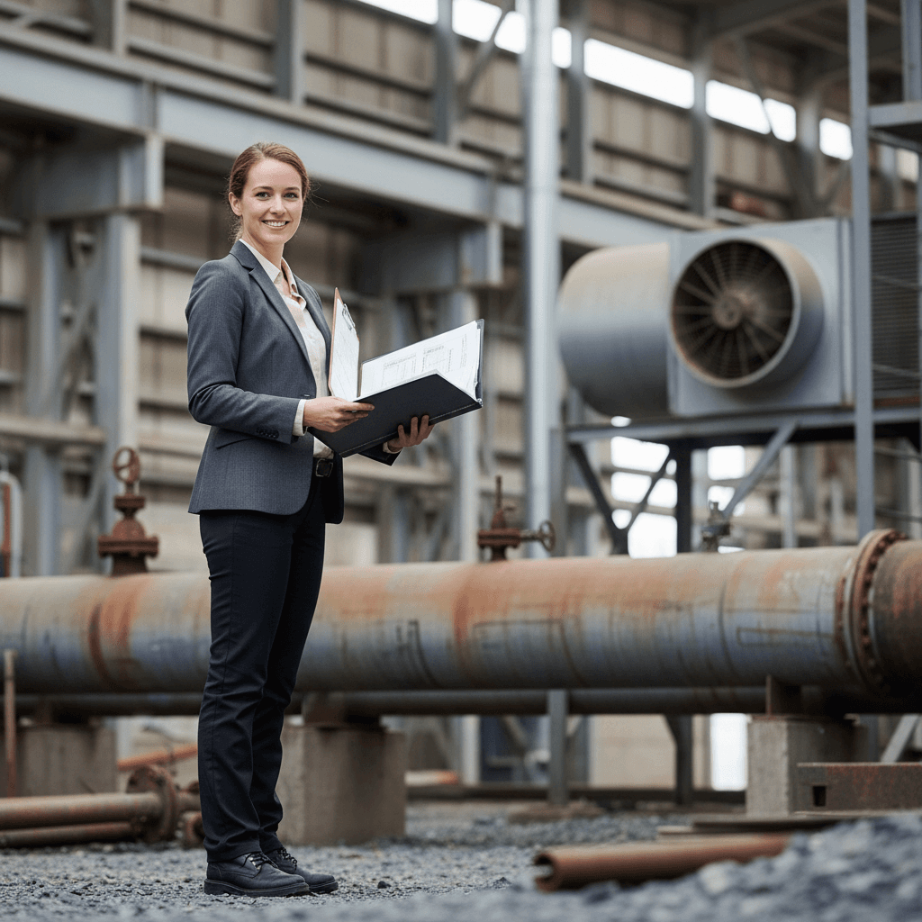 Engineering consultant conducting on-site technical inspection