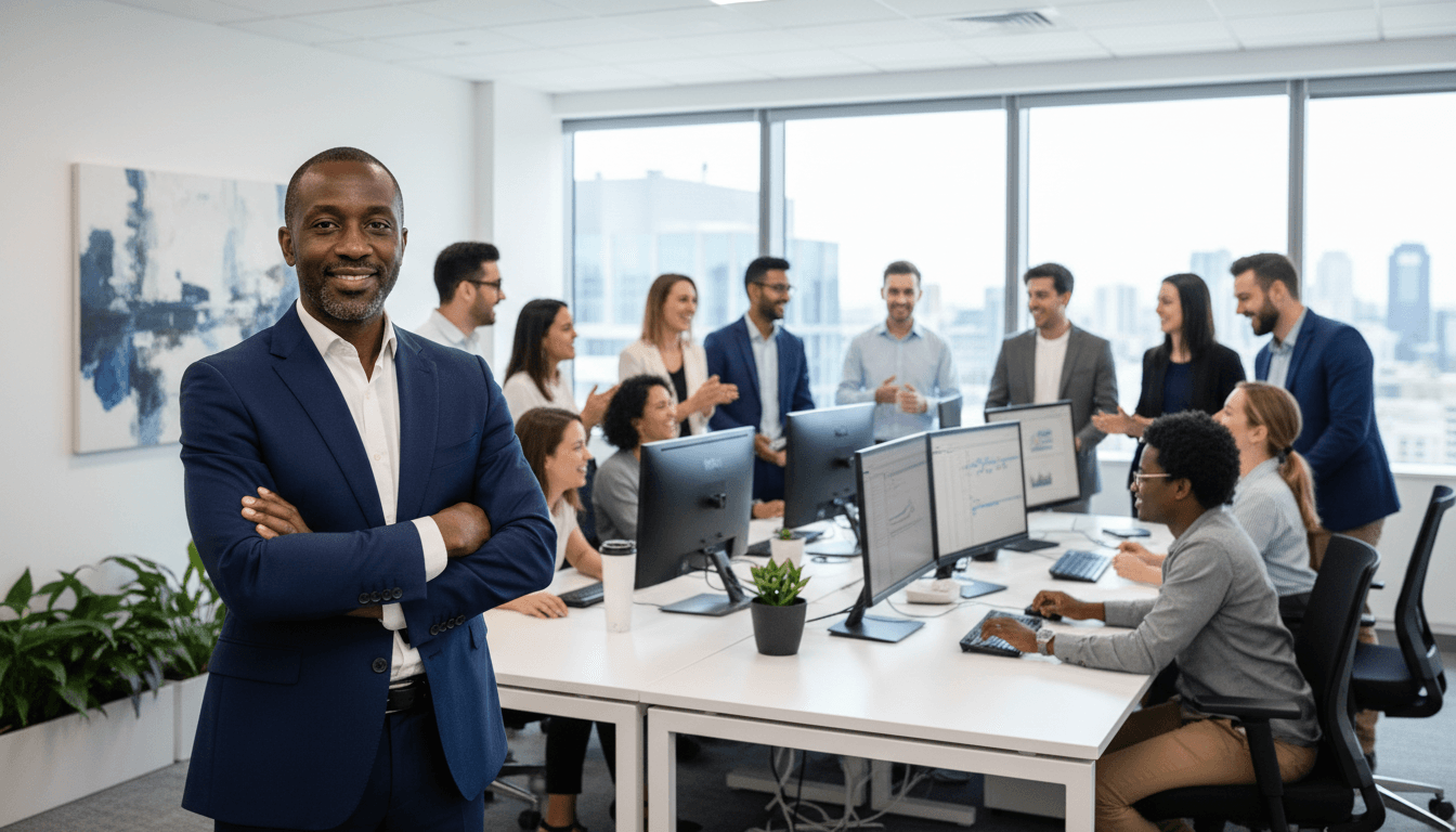 AFNORD PMO team led by Geoffrey Opanike in a professional setting.